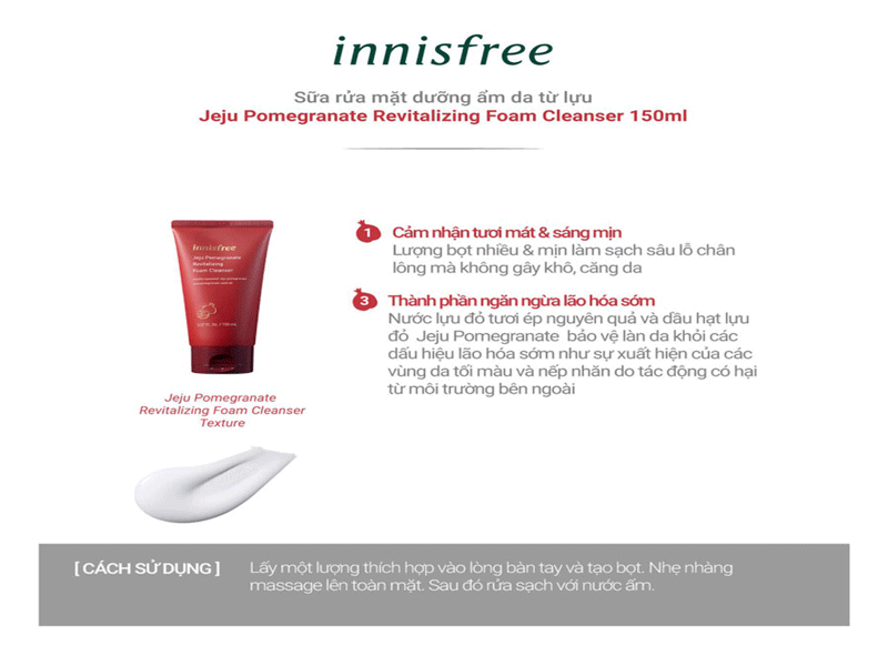 Sữa rửa mặt lựu đỏ Innisfree Jeju Pomegranate Revitalizing Foam Cleanser