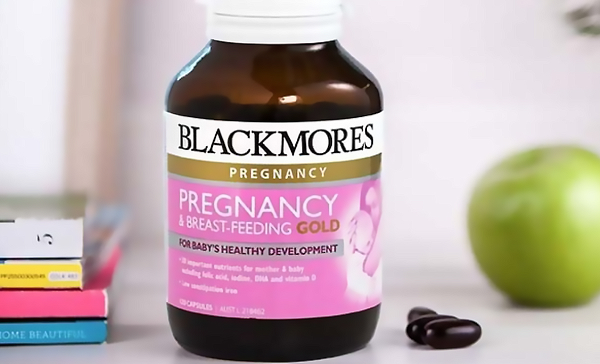 Cách dùng Blackmores Pregnancy Gold uống 2 viên mỗi ngày sau bữa ăn