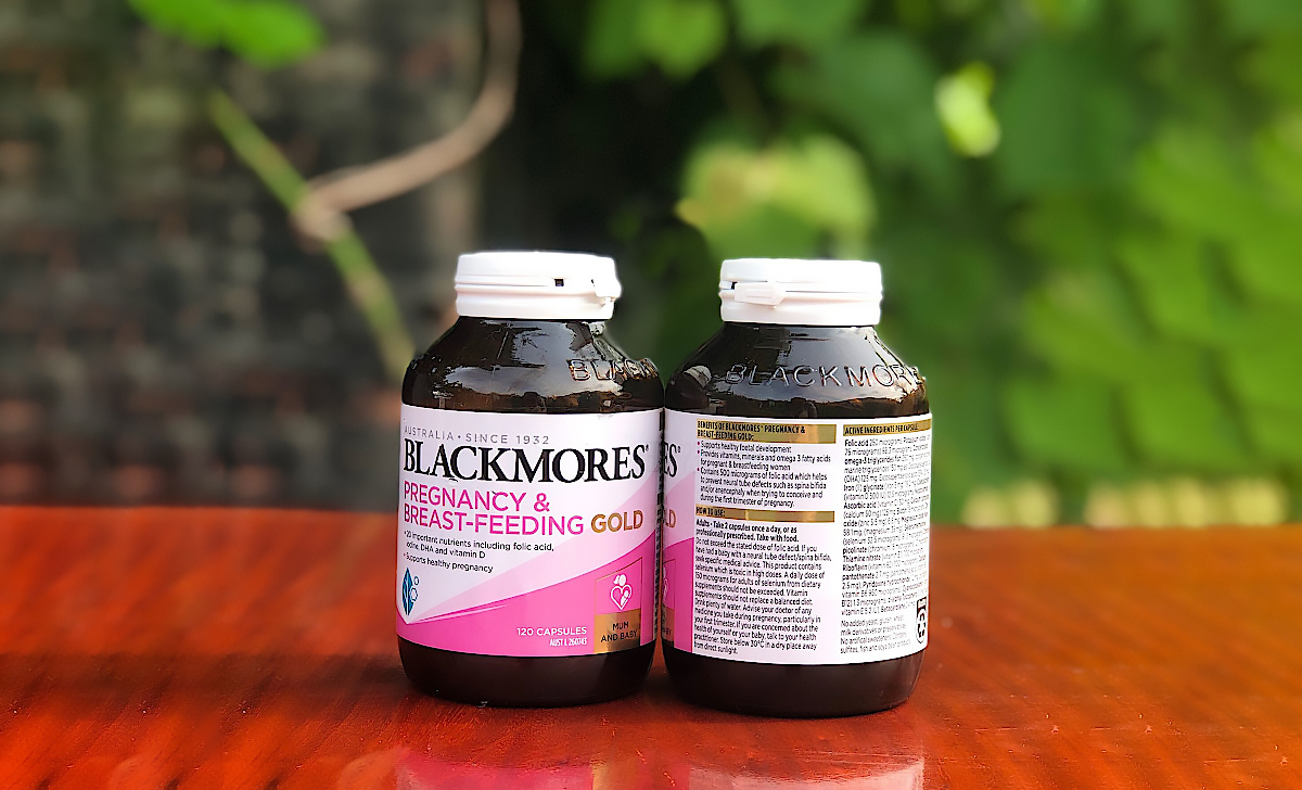 Blackmores Pregnancy Gold hỗ trợ thai kỳ chứa acid folic và DHA